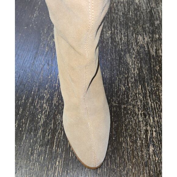 Colin Stuart Tan Suede Leather Slip ON Back Laced Wedge Boot Size 8 - Picture 4 of 10